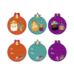Bismark Pack de 18 Tarjetas Redondas de Felicitacion NavideÃ±a - DiseÃ±o Foil Reyes Magos - Se Pueden Colgar - Incluyen Cordon - 3 DiseÃ±os Diferentes