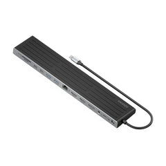 Aisens USB-C Dock 13 En 1 - USB-C a 2xHDMI - 1xDisplayPort - 1xRJ45 - 3xUSB-A - 2xUSB-C - 1xUSB-C PD - 1xAudio - 1xSD - 1xMicro SD - 1xRanura Kensington - 30cm - Color Gris
