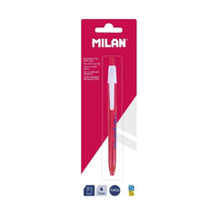 Milan P1 NataÂ® 624 Boligrafo de Bola Retractil - Punta Redonda 1mm - Tinta Color Azul - Cuerpo de Color Rosa/Blanco
