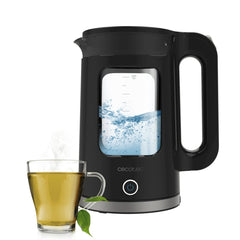 Cecotec Thermosense 330 Glassy Hervidor de Agua Electrico - 2200W - Capacidad 1.7L - Vidrio de Borosilicato - Funcion Mantenimiento de Calor - Filtro Antical - Base 360Âº - Autoapagado - Color Negro