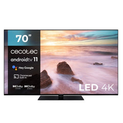 Cecotec A2 series ALU20070ZS Televisor Smart TV sin Marco de 70" LED con Resolucion 4K UHD - Android TV 11 - Chromecast Integrado - Dolby Vision y Atmos - HDMI 2.1 48Gb - Peana Central - Color Negro