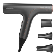 Cecotec Bamba Ionicare 6000 RockStar Soft Secador de Pelo 2 en 1 - Selector Tactil - Calentamiento Ultrarrapido - Rango de 140 a 200Â°C - Punta Fria - Cable Giratorio 360Âº - Color Gris Oscuro