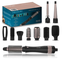 Cecotec Bamba CeramicCare 10in1 Styler Cepillo Alisador 10 en 1 - Potencia 1500W - Revestimiento Ceramico - Funcion Aire Frio - Cable Giratorio 360Â° - Cabezales Surtidos - Color Negro