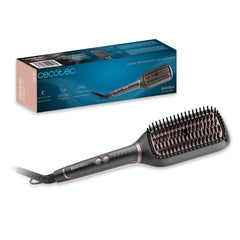 Cecotec Bamba InstantCare SquareBrush Cepillo Alisador - Revestimiento Ceramico - Temperatura Ajustable - Tecnologia de Iones - Autoapagado a los 45min - Cable Giratorio 360Âº - Indicador LED - Color Gris