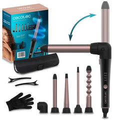 Cecotec SurfCare MultiWaves Rizador de 25mm - Revestimiento Ceramico - Angulo de 90Â° - Guante y Clips - Cabezales Surtidos - Temperatura de 140 a 200Â°C - Color Negro y Rosa