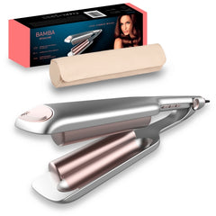 Cecotec Bamba RitualCare 2000 Summer Waves Plancha de Pelo para Ondas - Temperatura Regulable - Funcion Ionizadora - Punta Fria - Cable 360Âº de 1.8m - Bolsa de Viaje - Autoapagado - Color Plata