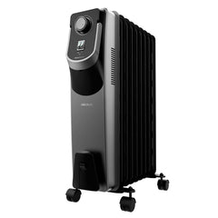 Cecotec ReadyWarm 9000 Space 360 Black Radiador de Aceite con 9 Modulos de 150x580mm - 2000W - Calienta hasta 22m2 - Tecnologia 360Âº - 3 Niveles de Potencia - Ruedas y Asa - Recogecables - Color Negro