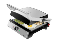 Cecotec Rock'nGrill Pro Parrilla Electrica - 2000W - Antiadherente - Placas Extraibles y Reversibles - Apertura 180Âº - Libre de PTFE y PFOA - Pinza - Base Antideslizante - 34x23cm - Acero Inoxidable