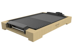 Cecotec Tasty and Grill 2000 Bamboo Black Plancha Electrica - 2000W - Antiadherente - Estructura Bambu - Termostato - Apta para Lavavajillas - Bandeja Recogegrasas - 37.5x24.5cm - Color Madera Claro