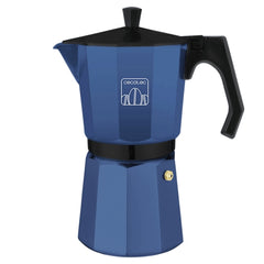 Cecotec Mokclassic 1200 Cafetera Italiana para 12 Tazas - Aluminio Fundido - Apta para Gas, Electrica y Vitro - Facil de Desmontar y Limpiar - Junta de Silicona - Valvula de Seguridad - Color Azul