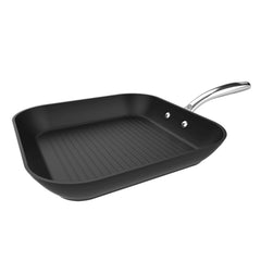 Cecotec Polka Fantasy Grill Silver Sarten Cuadrada de 28cm - Aluminio Forjado - Mango de Acero Inoxidable - Antiadherente - Libre de PFOA - Horno hasta 230Â°C - Compatible con Induccion - Color Negro