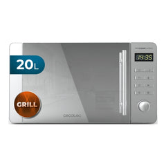 Cecotec Proclean 5120 Flatbed Inox Microondas sin Plato - Potencia de 700W - Capacidad de 20L - Grill de 800W - Revestimiento Ceramico - Pantalla LED - Elegante - Acero Inoxidable