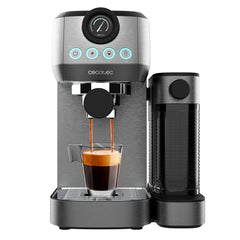 Cecotec Power Espresso 20 Steel Pro Latte Cafetera Espresso - 1350W - 20Bar - Calentamiento Rapido y Homogeneo - Deposito Leche 700ml - Deposito Agua 1.3L - Calienta Tazas - Color Gris Metalizado