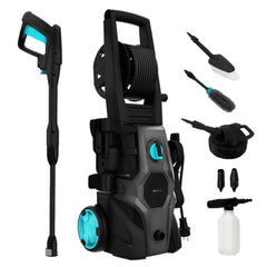 Cecotec HydroBoost 2000 Car and Garden Pro Hidrolimpiadora - 2000W - Presion 150bar - Caudal 450l/h - Bomba Aluminio - Accesorios Surtidos - Facil Transporte - Bloqueo de Gatillo - Color Negro y Azul