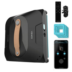Cecotec Conga Windroid 1390 DoubleSpray Connected Robot Limpiacristales 3 en 1 - Incluye 4 Mopas - 8 Modos - Control App y Mando - Doble Spray - Ideal para Grandes Ventanas - Cuadrado - Color Negro