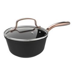 Cecotec Polka Fantasy Cazo de 16cm de Diametro - Capacidad 1.3L - Aluminio Forjado - Tapa de Cristal Templado - Antiadherente - Apto para Horno hasta 230Â°C - Compatible con Induccion - Color Negro