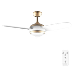 Cecotec EnergySilence Aero 4265 GoldWhite Ventilador de Techo con 3 Aspas y Luz Integrada - 65W - Diametro de 42" - LED de 18W - Mando a Distancia - Temporizador - 3 Velocidades - Color Blanco