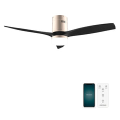 Cecotec EnergySilence Aero 5600 Aqua GoldBlack Connected Ventilador de Techo con 3 Aspas y Luz LED Integrada - 40W - Diametro de 52" - Wi-Fi - IP44 - Temporizador - 6 Velocidades - Color Negro