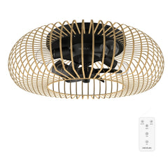Cecotec EnergySilence LampAero 600 Natural WhiteWood Ventilador de Techo con 5 Aspas y Luz - 20W - Tulipa de Madera - Lampara con 3 Tonos - Temporizador - 3 Velocidades - Modo Invierno - Color Negro