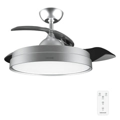 Cecotec EnergySilence Aero 4280 Invisible Steel Ventilador de Techo con Luz - 40W - Aspas Retractiles - 3 Tonos - Diametro de 42" - Modo Invierno - 6 Velocidades - Temporizador - Color Gris