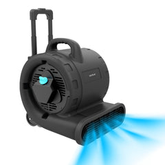 Cecotec BlowIndustry 6000 FlowFloor Soplador de Aire - Potencia de 600W - Potente Flujo de Aire - 3 Velocidades - Flujo de 2700 m3/h - Ruedas y Mango Retractil - Facil de Transportar - Color Negro