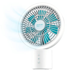 Cecotec EnergySilence 8000 Portable Light Desk Ventilador de Sobremesa Inalabrico - Bateria de 8000mAh - Oscilacion 360Âº - 3 Tonos LED - 4 Velocidades - Inclinacion Flexible - Cable - Color Blanco