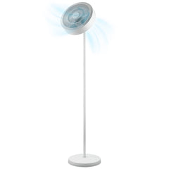 Cecotec EnergySilence FanLamp Ventilador de Pie con Luz - 36W - Aro LED con 3 Tonos - Salida de Aire Reversible - Giro de 360Âº Ajustable - Temporizador - Altura Ajustable - Color Blanco
