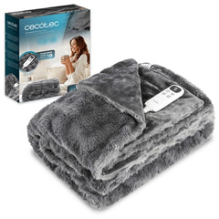 Cecotec HeatConfort Noa Manta Electrica - 115W - Apagado Automatico - Piel Sintetica y Franela - 10 Niveles de Calor - Control LCD Extraible - Lavable a Maquina - 180x130cm - Color Gris Oscuro