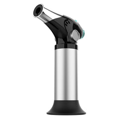Cecotec Polka Flame-Cook 1000 Steel Soplete de Cocina - Alcanza 1300Â°C - Regulador de Llama - Bloqueo de Seguridad - Compacto - Recetario - Espatula y Pincel - Facil de Usar - Color Negro y Plata
