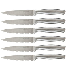 Cecotec Pack de 6 Cuchillos Dentados - Hoja de 1.8mm de Grosor - Hoja de 12cm - Mango de 11.6cm - Acero Inoxidable - Sierra para Carne