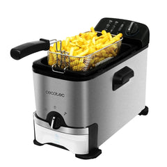 Cecotec Cleanfry Infinity 3000 Freidora Electrica - 2000W - Capacidad 3L - Sistema de Filtrado - Apto Lavavajillas - Temperatura Regulable - Antiolores - Recipiente de Aceite Extraible - Acero Inoxidable