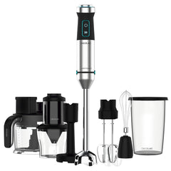 Cecotec Power TitanBlack 1500 XL TotalMix Batidora de Mano - 1500W - Cuchillas de Titanio - Campana Antisalpicaduras - Velocidad Ajustable - Incluye Accesorios Variados - Funcion Turbo - Color Negro