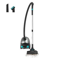 Cecotec Conga Powerbag 2000 Compact Plus Aspirador de Trineo - 800W - Deposito de 2L - Filtrado de Alta Eficiencia - Tubo Telescopico Regulable - Radio de Accion 6m - Color Negro y Plata