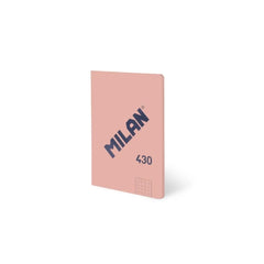 Milan 430 Libreta Encolada Formato A6 Cuadricula 5x5 - 48 Hojas de 95 gr/m2 - Microperforado - Tapa Blanda - Color Rosa