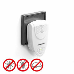 Innovagoods KL Duo Pack de 2 Repelentes Ultrasonicos de Plagas - Silencioso y Ecologico - Alcance hasta 80m2 - Bajo Consumo Energetico - 6.1x9.7x6cm - Color Blanco