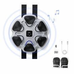Innovagoods Beatfist Maquina de Boxeo Musical con 6 Paneles - Bluetooth - Pantalla Digital - Luces LED - Guantes Incluidos - 9 Velocidades - 37.5x37.5x5cm - Color Gris y Negro