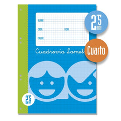 Lamela Recambio para Anillas con 100 Hojas de 70g/m2 con Margen - Formato Cuarto - Pauta Cuadrovia de 2.5mm - Papel Offset Blanco Extra - Color Azul