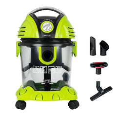 Cecotec Wet and Dry T Aspiradora de Trineo para Solidos y Liquidos - Potencia 1200W - Deposito de 15L - Incluye Accesorios - Radio de Accion hasta 7m - Color Verde