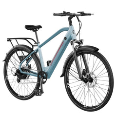 Cecotec Urban Pro Bicicleta Electrica de 28" - Doble Disco de Freno Hidraulico - Autonomia 90km - Cambio Shimano de 7 Velocidades - Bateria de 36V y 12.8Ah - Suspension Delantera - Color Azul Claro