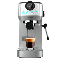 Cecotec Power Espresso 20 Steel Pro Cafetera Espresso con Vaporizador - 1350W - Capacidad 1.3L - Presion 20bar - Vaporizador - Temperatura Regulable - Termoblock - Acero Inoxidable