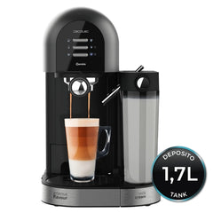 Cecotec Power Instant-ccino 20 Chic Serie Nera Cafetera Espresso Compatible con Capsulas - 1470W - Presion 20bar - Deposito de 0.7ml - Temperatura Regulable - Termoblock - Color Negro y Plateado