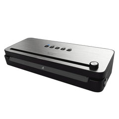 Cecotec FoodCare SealVac 140 SteelCut Envasadora al Vacio - 140W - Presion 0.75bar - Luz LED - Silencioso - Acero Inoxidable - Admite Bolsas Genericas - Funcion Vacio para Botes - Color Negro y Plateado