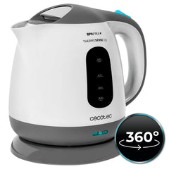 Cecotec ThermoSense 120 Hervidor de Agua de 1L - Potencia 1100W - Libre de BPA - Base 360Âº Independiente - Filtro Antical - Apagado Automatico - Color Blanco