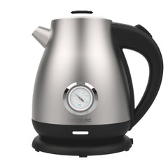 Cecotec Thermosense 620 Retro Steel Hervidor de Agua de 1.7L - 2200W - Termometro Analogico - Base 360Âº Independiente - Temperatura Regulable - Filtro Antical - Apagado Automatico - Color Negro y Plateado