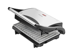 Cecotec Rockâ€™nGrill Parrilla Electrica - 700W - Asa Tacto Frio - Revestimento de Piedra - Superficie 23x14.5cm - Hueco Recogecables - Base Antideslizante - Placa Superior Flotante - Color Negro y Plateado