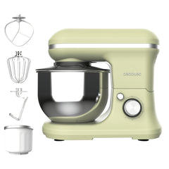 Cecotec Cecomixer Merengue 5L 1200 Ice-Cream Green Batidora Amasadora - 1200W - Bol de Acero Inoxidable de 5L - Temperatura Regulable - Movimiento Planetario - Funcion Helados - Color Menta