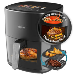 Cecotec Cecofry and Grill Duoheat 6500 Freidora de Aire - 2200W - Capacidad 6.5L - Temperatura Regulable hasta 200ÂºC - Doble Resistencia - Ventana de Visualizacion - Color Negro