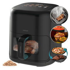 Cecotec Cecofry and Grill Smokin'Prime 4000 Freidora de Aire - 1900W - Capacidad 4L - Temperatura Regulable hasta 200ÂºC - Ahumador Integrado - Doble Resistencia - Ventana de Visualizacion - Color Negro