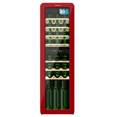 Cecotec Bolero GrandSommelier Origin Duo 30 Hit Red Vinoteca para 30 Botellas - Luz LED - Temperatura Regulable - Estilo Retro - Ventilador Interior - 120.5x36.6x47.6cm - Color Rojo