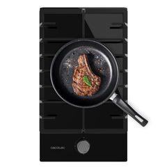 Cecotec Bolero Squad G 1200F Glass Black Cocina de Gas Encastrable - 1 Quemador - Acabado en Cristal Negro - 3.5kW - Parrillas de Hierro Fundido - Inyector Convertor a Glp - Color Negro